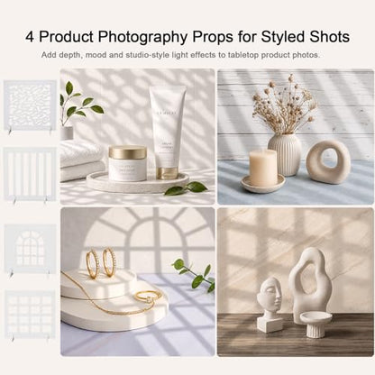 Product Photography Backdrops Kit, 16.5 x 11.7 inch, 22 Designs | 11 Double-Sided Photo Backdrops with 4 shadow props for food photography, jewelry, handmade products and UGC content.