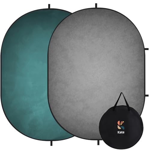 Kate Pop up Backdrop Gray Green Collapsible Backdrops for Photography Studio Portable Backdrop for Headshot, 5x6.5ft