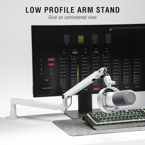 FIFINE Studio XLR Mic and Boom Arm Bundle, Dynamic Microphone with Mute Button, Gain Knob, Shock Mount for Recording, Low Profile Mic Stand with Cable Management for Podcast Gaming (K688W+BM88W)