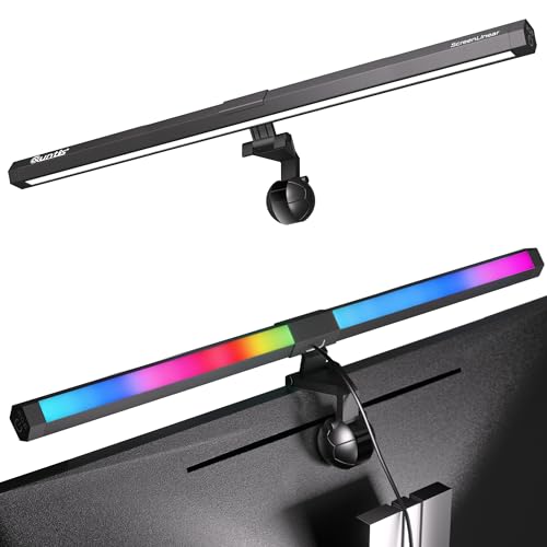 Quntis Monitor Light RGB PRO Backlight, Eye-Care Dual Light Computer Light Bar Gaming Office Desk Lamp, 15 Modes Dimmable Backlight, 3 Color Temperature Adjustable Brightness, Ra95 Screen Light Bar - style: RGB PRO Backlight