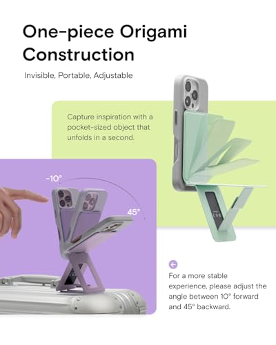 MOFT Phone Stand, Magnetic Phone Tripod Stand Stain-Resistant MOVAS Leather & Angle Adjustment & Strong Magnets Tripod for iPhone 17/16/15/14/13/12 (Included Metal Ring)-Blush - color: Blush, size: Without Card Slot