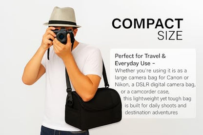 Large Digital Camera / Video Padded Carrying Bag / Case for Nikon, Sony, Pentax, Olympus Panasonic, Samsung, and Canon DSLR Cameras + eCostConnection Microfiber Cloth - style: Large