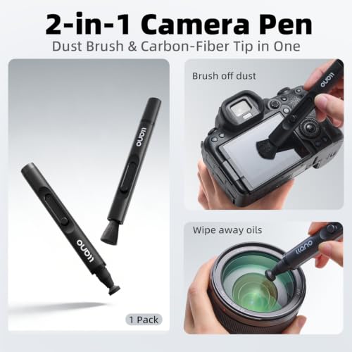 llano 5-in-1 Camera Lens Cleaning Kit with Cleaning Solution 60ml, Swab, Pen, Air Blower, Nano-Fiber Cloth, Wipes, Cleaning Kit for Computer PC MacBook iPhone Camera