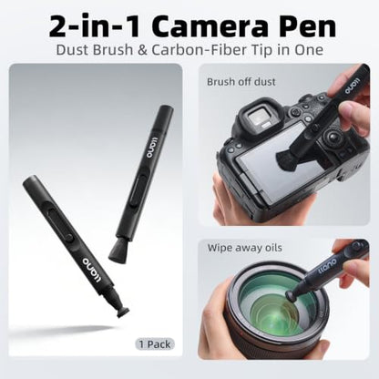llano 5-in-1 Camera Lens Cleaning Kit with Cleaning Solution 60ml, Swab, Pen, Air Blower, Nano-Fiber Cloth, Wipes, Cleaning Kit for Computer PC MacBook iPhone Camera