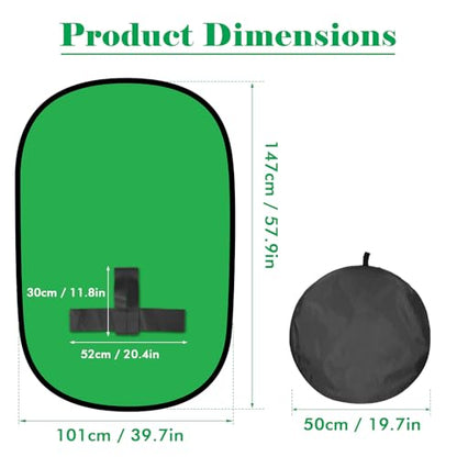 Green Screen Backdrop, 58in Portable Green Screen Chair with Stand Double Sided Foldable Green Background, Chroma Key, for Photography Streaming Gaming Photo Zoom Video Chats and Meeting - color: Green