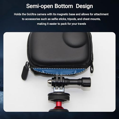 Mini Carry Case for Insta360 GO Ultra Accessories Kit, Half Zipper Hard Shell Bag Include Lens Screen Protector (4 Pack) + 2pcs Lens Cap Cover - Anti-Scratch, Anti-Collision, Anti-Dust