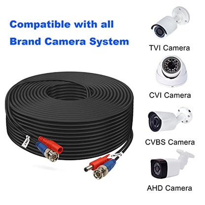 BNC Cable 100ft 4 Pack Aimyzii BNC Video Power Cable,Security Camera Cable for CCTV Camera DVR Security Systems(Included 8X BNC Adapters,100 Pcs Cable Clips)-Black - size: 100 FT