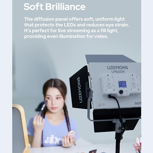 GODOX Litemons LP600R 60W RGB LED Video Light Panel,2-Pack with Light Stand,1800K-10000K,9270lux@0.5m,APP Controlfor Studio Photography Video Recording Live Streaming (LP600R 2 Pack kit)