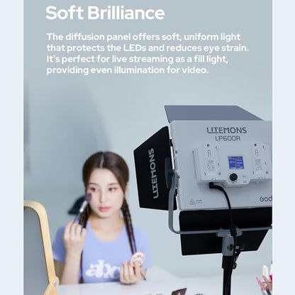 GODOX Litemons LP600R 60W RGB LED Video Light Panel,1800K-10000K,9270lux@0.5m,APP Control for Studio Photography Video Recording Live Streaming (LP600R)