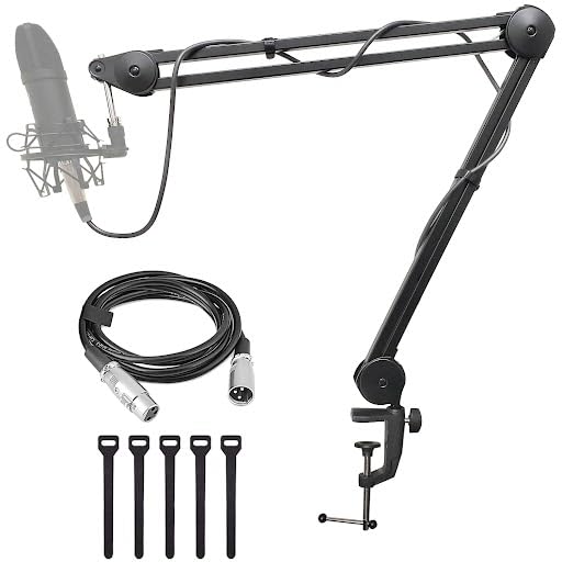 AxcessAbles Heavy Duty Mic Boom Arm 3.3ft Extension with 6ft XLR Cable & Ties | 5LB Capacity | Microphone Arm Desk Mount | Perfect for Gaming, Streaming & Pod Cast