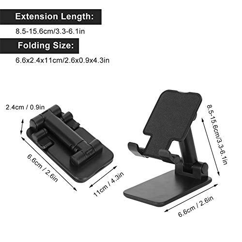 Desktop Phone Holder, Adjustable Foldable Stand with Mirror Face Bracket for 12.9 Inch Tablet and Smartphone, for Home Office Live Broadcast Entertainment, Black