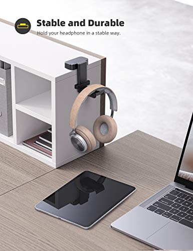 Lamicall Headphone Stand, Headset Hanger - 360 Degree Rotation Earphone Hook Holder Mount, Table Headphone Stand with Cable Organizer, Gaming Headset Clamp for HyperX, Razer, Sony, Sennheiser - Black - color: Black