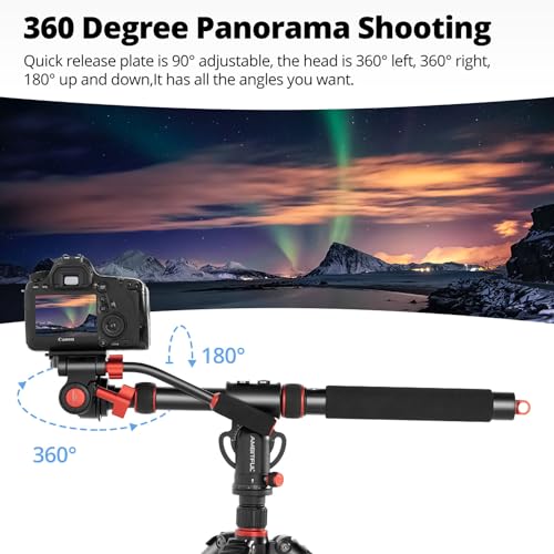 AMBITFUL 42" Heavy Duty Aluminum Tripod Boom Arm Horizontal Center Column arm with Sandbag, 360° Rotatable Overhead Photography Arm for Camera, 22lbs Load Capacity (Tripod Arm) - size: Tripod Arm