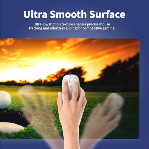 Golf Ball Near Hole Large Mouse Pad, Golf Field Sunset Scenery Desk Mat | 31.5" x 11.8", XXL Gaming/Office Durable Stitched Keyboard Mat, Smooth Surface Anti-Slip Base - color: Golf Ball Near Hole