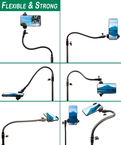 Cell Phone Stand, Phone Floor Stand, Swivel Cell Phone Mount with Height Adjustable Stand, Heavy Stable Base, Compatible with iPhone 16, iPhone 16 Pro Max, iPhone 16 Plus,15, 14, 13, 12 - color: Side Column Stand
