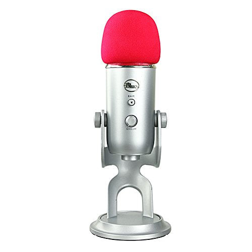 YOUSHARES Foam Microphone Windscreen - Large Size Microphone Cover for Blue Yeti, Yeti Pro, MXL, Audio Technica and Other Large Microphones (Red) - color: Foam Red