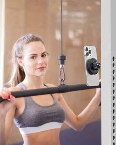 APPS2Car Magnetic Phone Holder for Gym, Alloy Base & Ball Joint, Attach to Metal Surfaces, Dual Magnet Phone Mount for MagSafe iPhone 12-17 Series, Black - color: Black