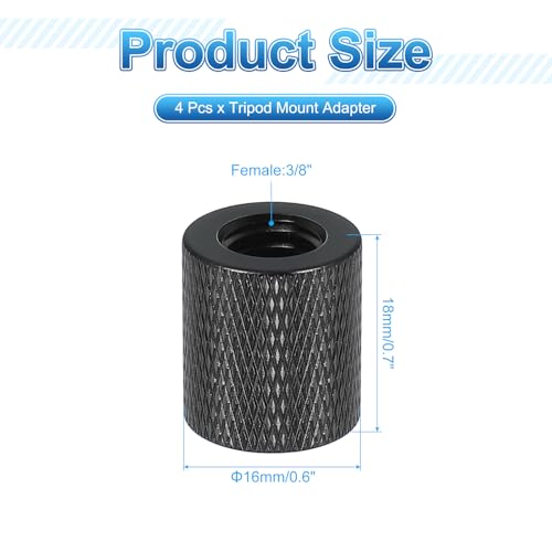 PATIKIL Tripod Screw Adapter 3/8" Female to 3/8" Female, 4 Pcs Tripod Nut Connectors Camera Mount Screw Camera Double Head Converter for Microphone Holder Magic Arms Accessories, 18 mm - size: 3/8" Female to 3/8" Female,18 mm