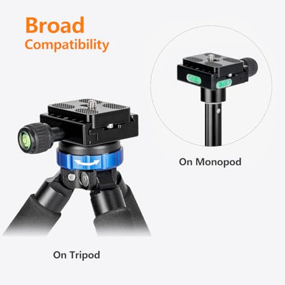 Koolehaoda 50mm Quick Release Plate & Clamp Set - Aluminum, Arca Swiss | QR Plate Adapter with Clamp, Arca-Swiss Standard Compatible, for DSLR Camera Tripod Ball Head Monopod Gimbal Stabilizer - color: KQ-50 QR pale