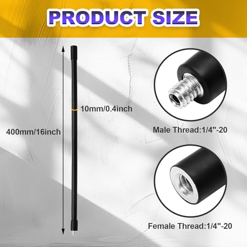 16" Gooseneck Tube Extension Holder, 2 PCS 1/4"-20 Female to Male | Female to Male Thread, Metal Universal Hose, Flexible Arm, For Phone Action Camera Microphone - size: 16 Inch