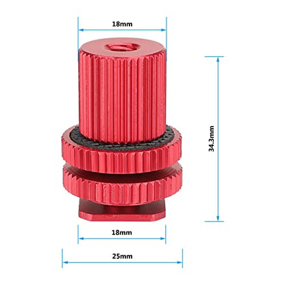 CAMVATE Camera Hot Shoe Mount to 1/4"-20 Female Thread Screw Adapter for DSLR Camera Rig (Red,2 Pieses)-3064