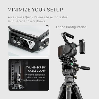 Tilta Camera Cage Base Kit Compatible with Nikon ZR | Modular Design | Features Xeno Top Handle, Cable Clamp, Cold Shoe Receiver | 1/4"-20 and 3/8"-16 Mounting Points | Black - size: Base Kit