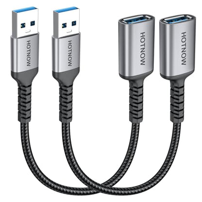 USB 3.0 Extension Cable [1FT 2Pack] Nylon Braided USB A-Male to A-Female Extender Compatible with Webcam, Camera, Hub, Mouse, Keyboard, Hard Drive, Headset,Gamepad, Printer, Memory Disk. - size: 1FT