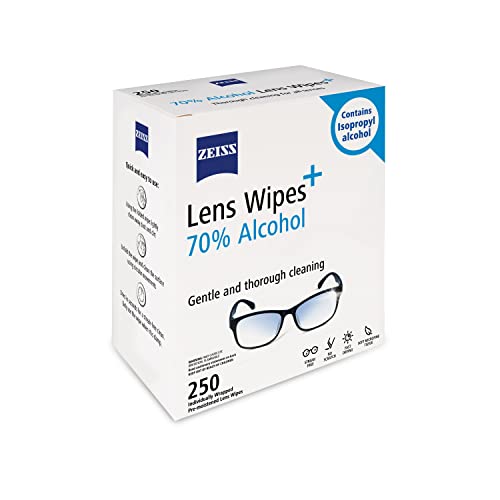 ZEISS Pre-Moistened Lens Cleaning Wipes with 70% Alcohol, 250 Count - size: 250 Count (Pack of 1)