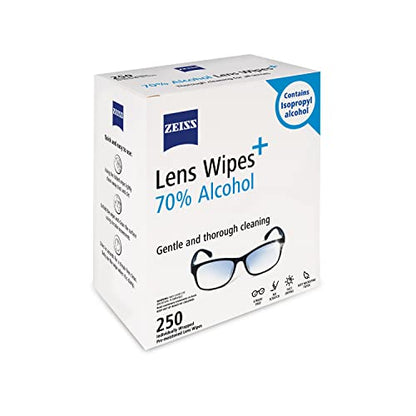 ZEISS Pre-Moistened Lens Cleaning Wipes with 70% Alcohol, 250 Count - size: 250 Count (Pack of 1)