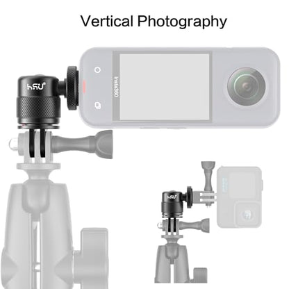 HSU Vertical Mount for GoPro, Aluminum 90 Degree Direction Adapter, 1/4"-20 Screw Tripod Mount for GoPro Hero 13/12/11/10/9/8/Insta360 X5/X4/X3, DJI Osmo Action 5/4/3 AKASO Action Camera and More