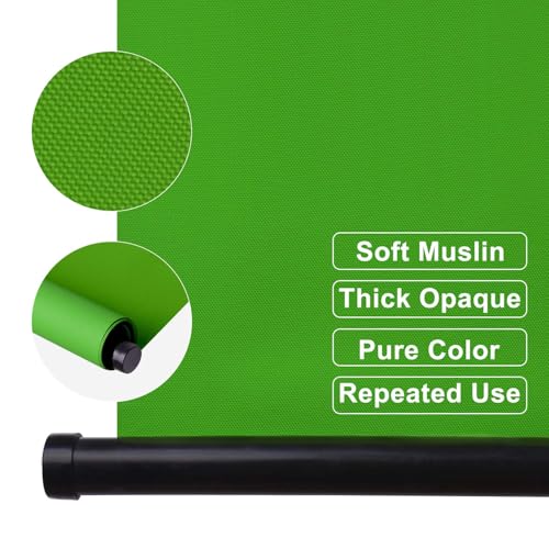EMART 75 x 79in Retractable Green Screen, Chroma Key Panel Pull Down Auto-Locking and Self-Rewinding, Collapsible Wrinkle-Resistant Chromakey Backdrop for Zoom, Streaming, Photographic Studio