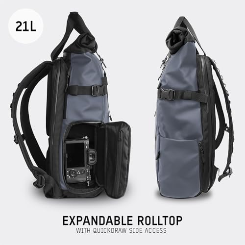 WANDRD PRVKE 21L Backpack: Weather-Resistant Travel & Camera Backpack with Laptop Sleeve, Quick Side Access, Clamshell Opening – Ideal Photography & Travel Bag (Aegean Blue) - color: Aegean Blue, size: PRVKE 21L, style: Bag Only