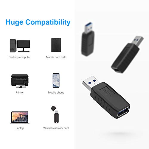 ELUTENG USB Coupler Male to Female 4Packs USB 3.0 Type A Adapter Superspeed 5Gbps USB Port Extension Connector Bridge Compatible with Laptop Computer Hard Drive Printer Camera