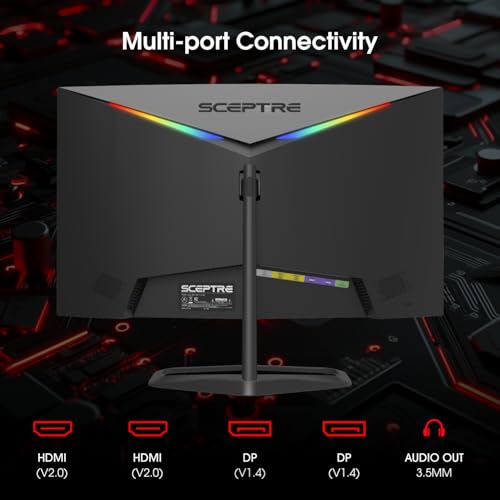 New! Sceptre Curved 24.5-inch Gaming Monitor up to 240Hz 1080p R1500 1ms DisplayPort x2 HDMI x2 Eye Care Build-in Speakers, Machine Black 2026 (C255B-FWT240 Series) - style: 2025 25" Curved 240Hz