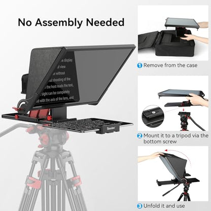 Desview P17 Portable Teleprompter for Camera Video Recording, Foldable Auto-Scrolling Prompter with Wireless Remote Sunshade & Tripod Mount Compatible with iPhone Android Tablet - size: P17 Teleprompter