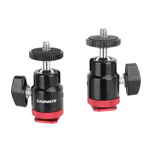 CAMVATE Camera Hot Shoe to 1/4"-20 Screw Ball Head Mount(2 Pieces)-3673