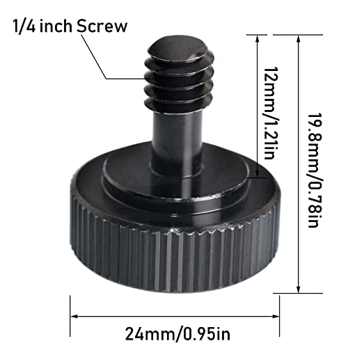 4Pcs Camera Quick Release Thumb Screw Tripod L Type Screw 1/4 Male to 1/4 Female Thread Adapter for Camera Flash Bracket Mounting Plate,Black