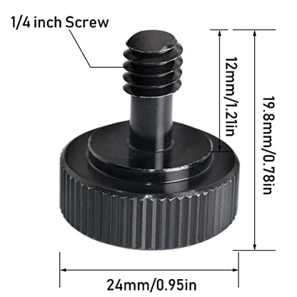 4Pcs Camera Quick Release Thumb Screw Tripod L Type Screw 1/4 Male to 1/4 Female Thread Adapter for Camera Flash Bracket Mounting Plate,Black
