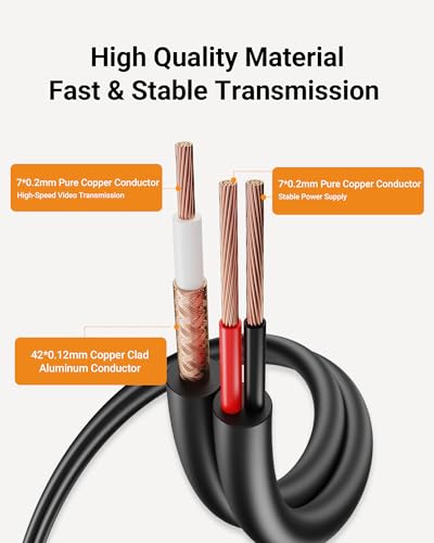 Anlapus 100ft All-in-One BNC Video & Power Cable, 4K HD Extension Cord for CCTV Security Camera DVR Analog System – Includes BNC Connector + RCA Adapter - size: 100ft Cable-4K