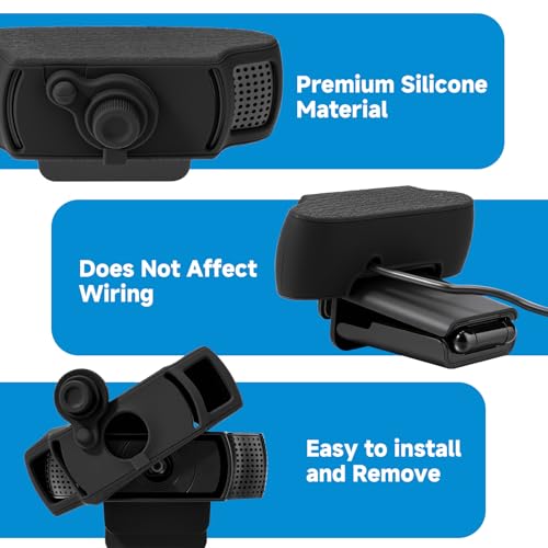 Webcam Cover for Logitech C920x HD Pro Stream Webcam | Premium Silicone Privacy Shutter Case, Compatible with C920 C922 C930 Series, Web Camera Lens Protector, 1 Pack, Black