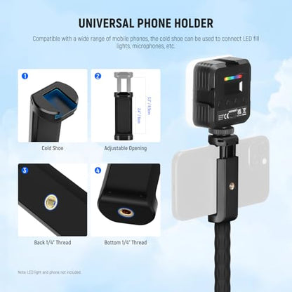 NEEWER Action Camera Mount Kit with Super Clamp, Soft Tube, Action Camera Adapter, Adjustable Holder for Flat/Round Surfaces, Compatible with GoPro Insta360 DJI Smartphone GP-26 - style: GP-26