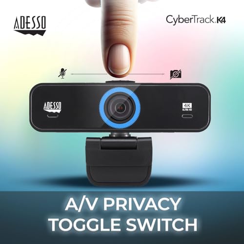 Adesso 4K Webcam Dual Microphones, Adjustable FOV, Built-in Dual Microphones, Privacy Switch, Tripod Mount & Crystal Clear 4K UHD Video - Perfect for Video Calls, Streaming, and Online Classes