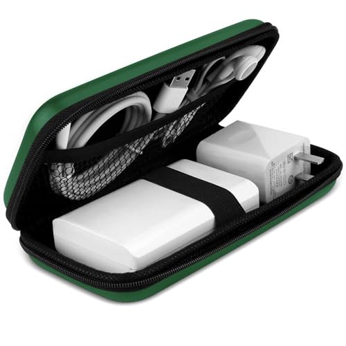 iMangoo Travel Essential Electronics Organizer Pouch Charger Case, Shockproof Dual Zipper Power Bank Cables Tech Accessories Purse, Men & Women Travel Must Have Storage Bag, 6.5x3.2x1 inch Green - color: Green, size: Small