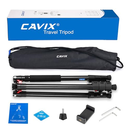 CAVIX 78.7 inch/200cm Aluminum Tripod, 2-in-1 Travel Tripod and Monopod Combo, Foldable 4-Section Lightweight with 360°Ball Head and Quick Release Plate, Load Capacity 22 lbs for DSLR Camcorder - size: Aluminum Alloy(78.7")