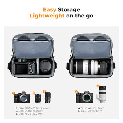 K&F CONCEPT Camera Sling Bag Small Crossbody Camera Case DSLR/SLR/Cute Compact Shoulder Photography Bags for Photographers - color: 01-black
