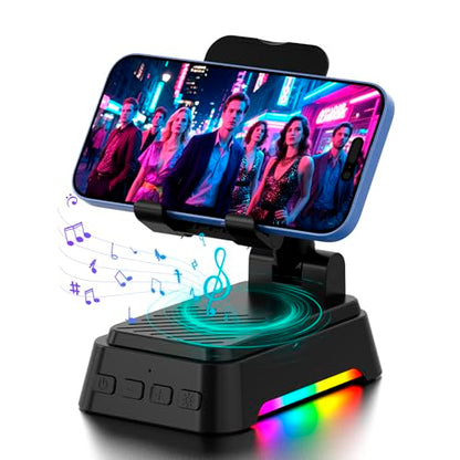 Gifts for Men Women, Cell Phone Stand with Bluetooth Speaker and Ambient Light, Stereo Sound, Adjustable Phone Holder, Cool Tech/Christmas/Birthday Gift Idea for Dad Mom Husband