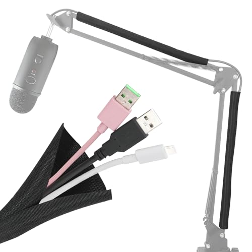 Wire Sleeves for Cables -Mic Boom Arm Cables Sleeve, Tidy up the Wire Harness, Versatile, Flexible and Easy to Install by YOUSHARES (2PCS) - color: Cable Sleeve for Mic Stand