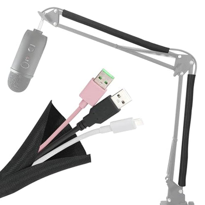 Wire Sleeves for Cables -Mic Boom Arm Cables Sleeve, Tidy up the Wire Harness, Versatile, Flexible and Easy to Install by YOUSHARES (2PCS) - color: Cable Sleeve for Mic Stand