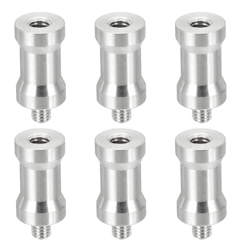 PATIKIL Camera Spigot Screws Converter 1/4" Female to M6 Male, 6 Pack Tripod Screw Adapter Spigot Stud for Light Stand Hot Shoe Cold Shoe Adapter Ball Head Flash, Silver