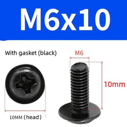 20 PCS Vesa Screws, VESA Compatible M6x10mm TV/Monitor Wall Mount Screws for 75x75mm and 100x100mm Brackets. Phillips Head M6 x 10mm Black with Washers (20, M6 x 10mm) - size: M6, style: 20 PCS